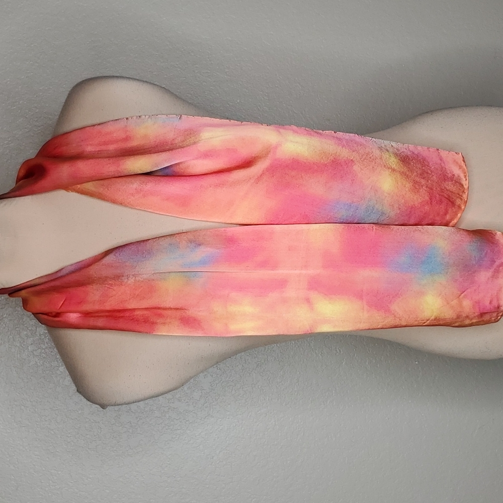 Colorful Silk Scarf Orange 8"x52"